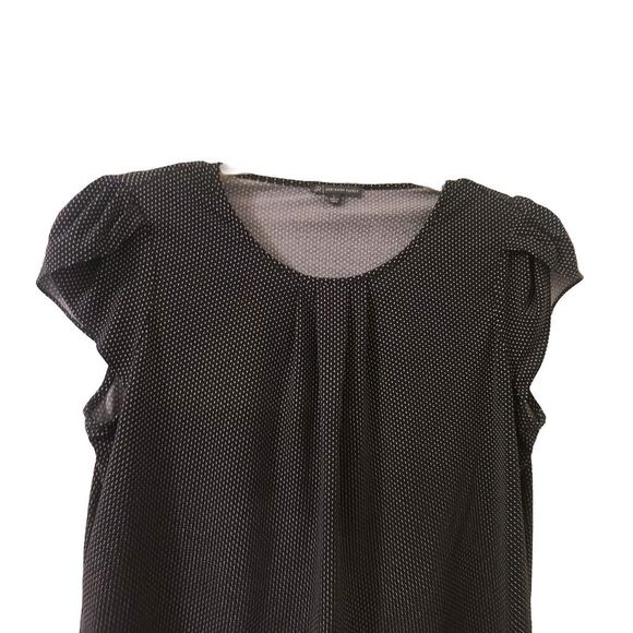 Tulip Sleeve Blouse Adrianna Papell Large Black W White Dots Flowy - Picture 5 of 6